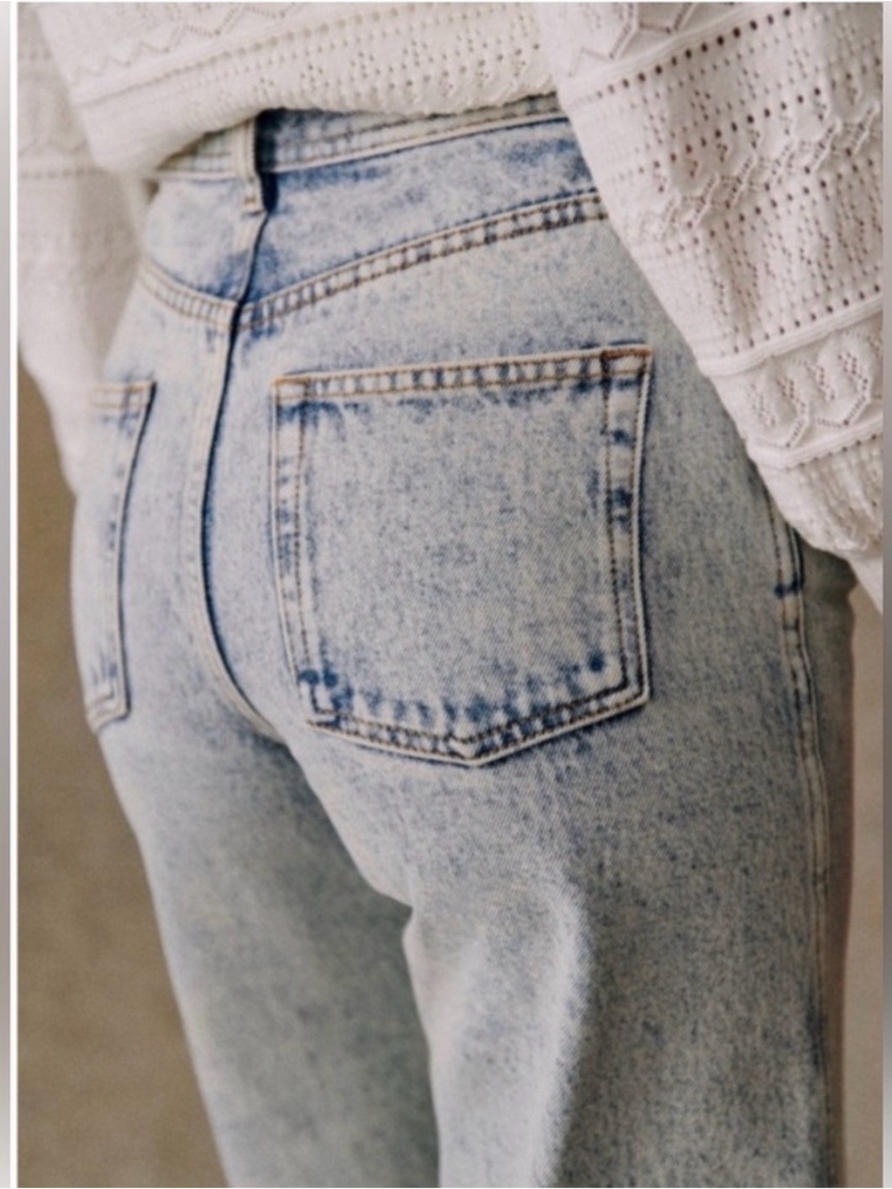 Sezane Le Crop Size 38/6 acid wash EUC - Picture 2 of 10